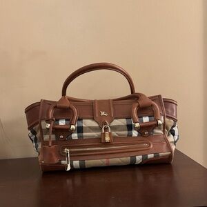 Burberry Tan and Brown Checkered Handbag